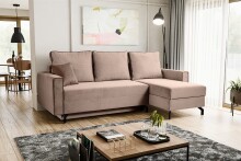 Ecksofa >Marti< in altrosa, Cord - 230x89x148cm (BxHxT)
