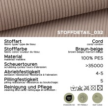 Ecksofa >Marti< in altrosa, Cord - 230x89x148cm (BxHxT)