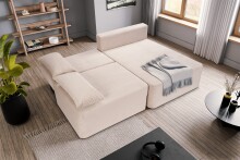 Ecksofa >Amsterix< in grau-beige, Cord - 213x95x158cm (BxHxT)