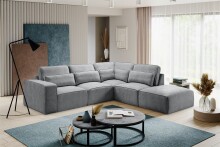 Ecksofa >Lux< in grau, Webstoff - 305x90x281cm (BxHxT)