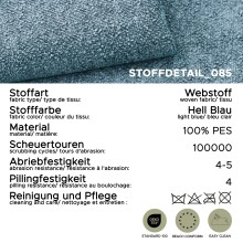 Ecksofa >Lux< in hellblau, Webstoff - 305x90x281cm (BxHxT)