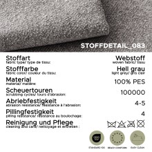 4-Sitzer >Venti< in hellgrau, Webstoff - 286x92x97cm (BxHxT)