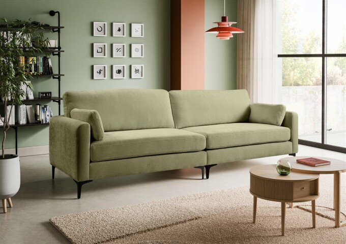 4-Sitzer >Venti< in grün, Webstoff - 286x92x97cm (BxHxT)