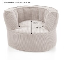Sessel >Snuggle< in beige, Cord - 95x65x95cm (BxHxT)