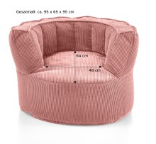 Sessel >Snuggle< in rosa, Cord - 95x65x95cm (BxHxT)
