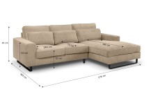 Ecksofa >Bolivia< in beige, Cord - 276x91x183cm (BxHxT)