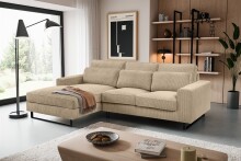 Ecksofa >Bolivia< in beige, Cord - 276x91x183cm...