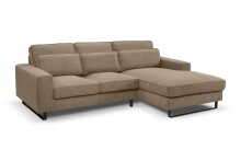 Ecksofa >Bolivia< in braun-beige, Cord - 276x91x183cm (BxHxT)