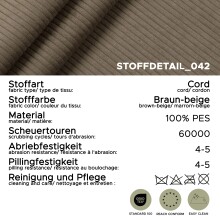 Ecksofa >Bolivia< in braun-beige, Cord - 276x91x183cm (BxHxT)