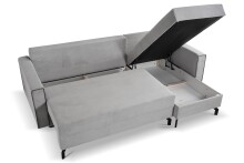 Ecksofa >Marti< in hellgrau, Cord - 230x89x148cm (BxHxT)