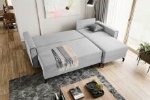 Ecksofa >Marti< in hellgrau, Cord - 230x89x148cm (BxHxT)