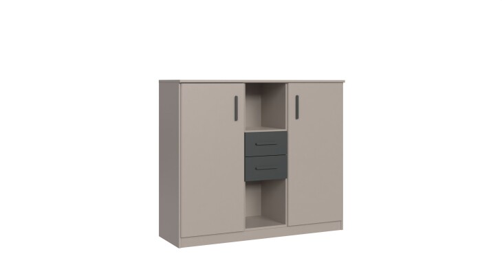 Highboard >BAHAMAS< in GRAFIT + SAHARAGRAU - 122x105x41cm (BxHxT)