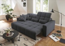 Big-Sofa >Maggy< Sitztiefen- / Kopfteilverstellung, Storm grau - 242x110x121cm (BxHxT)
