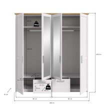 Kleiderschrank >Verona< in Sibiu Lärche, Spannplatte/MDF - 188x200x61cm (BxHxT)