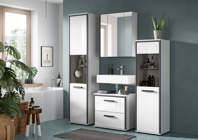 Badezimmer-Set >Kojak< in Weiß Hochglanz - 171x188x37cm (BxHxT)