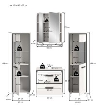Badezimmer-Set >Kojak< in Weiß Hochglanz - 171x188x37cm (BxHxT)