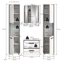 Badezimmer-Set >Kojak< in Weiß Hochglanz - 171x188x37cm (BxHxT)