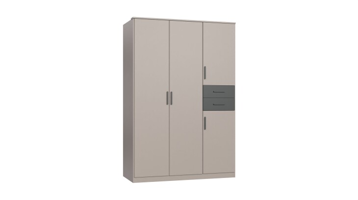 Drehtürenschrank >BAHAMAS< in GRAFIT + SAHARAGRAU - 135x198x58cm (BxHxT)