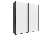 Schwebetürenschrank >palermo< in WEISS + GRAPHIT - 200x216x65 (BxHxT)