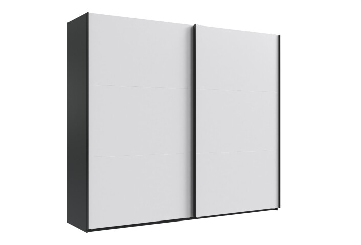 Schwebetürenschrank >palermo< in WEISS + GRAPHIT - 250x216x65 (BxHxT)