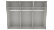 Schwebetürenschrank >palermo< in WEISS / SPIEGEL + GRAPHIT - 300x216x65 (BxHxT)