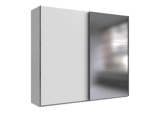 Schwebetürenschrank >palermo< in WEISS / SPIEGEL - 250x216x65 (BxHxT)