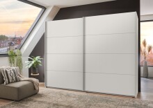 Schwebetürenschrank >AALST< in WEISS - 225x208x65cm (BxHxT)