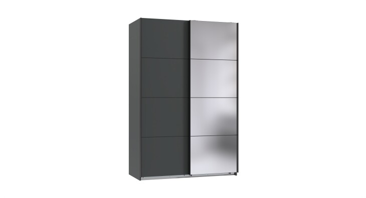 Schwebetürenschrank >AALST< in GRAPHIT / SPIEGEL - 135x208x65cm (BxHxT)