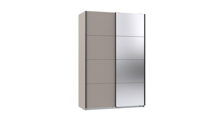 Schwebetürenschrank >AALST< in SAHARAGRAU / SPIEGEL - 135x208x65cm (BxHxT)