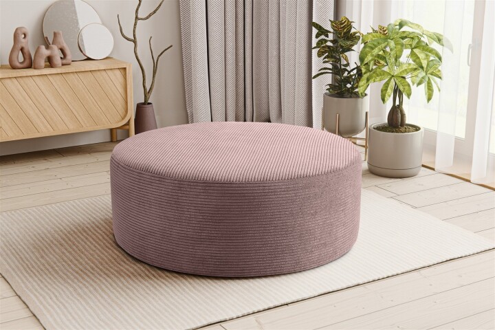 Polsterhocker >Kolo< in altrosa, Cord - 103x39x103cm (BxHxT)