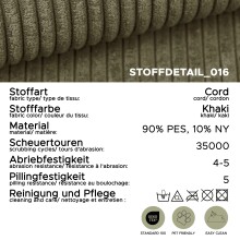 Polsterhocker >Kolo< in khaki, Cord - 103x39x103cm (BxHxT)