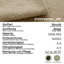 Polsterhocker >Kolo< in beige, Boucle - 51x41x51cm (BxHxT)