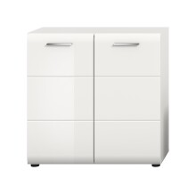 Kommode >Ice< in Weiß / Weiß Hochglanz - 80x81x34cm (BxHxT)