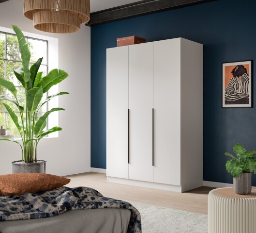Kleiderschrank >Kopenhagen< in Weiß - 120x181x52cm (BxHxT)