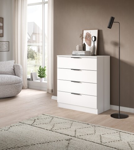 Kommode >Kopenhagen< in Weiß - 74x80x35cm (BxHxT)