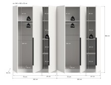 Kleiderschrank >Kopenhagen< in Weiß - 240x181x52cm (BxHxT)