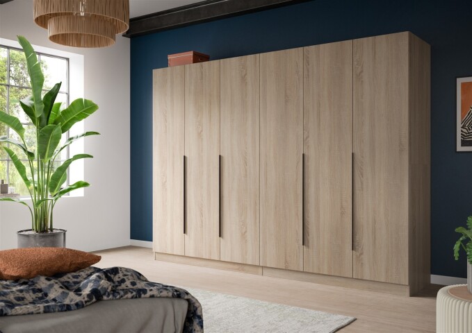 Kleiderschrank >Kopenhagen< in Sonoma Eiche - 240x181x52cm (BxHxT)