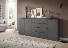 Sideboard >Kopenhagen< in Anthrazit - 185x79x35cm...