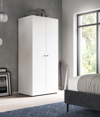 Kleiderschrank >Darwin< in Weiß - 80x176x51cm (BxHxT)