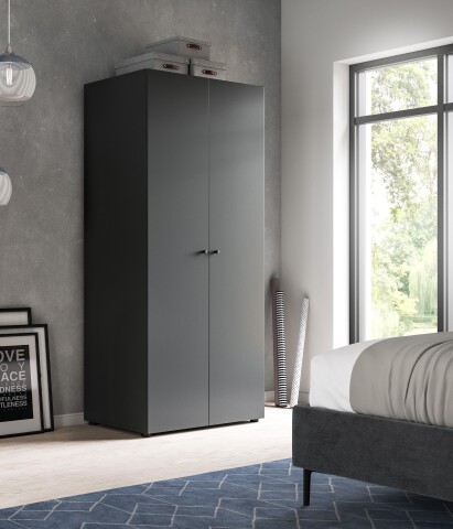 Kleiderschrank >Darwin< in Anthrazit - 80x176x51cm (BxHxT)