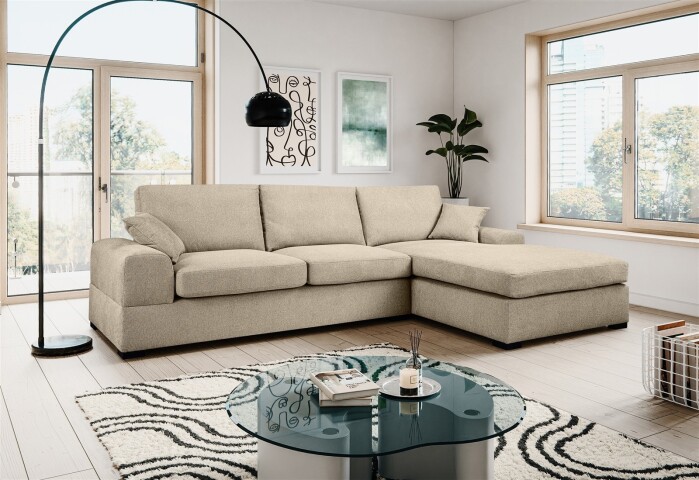 Ecksofa >Veda< in beige, Strukturstoff - 308x90x186cm (BxHxT)
