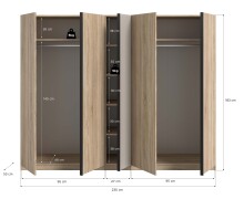 Kleiderschrank >Oakland< in Sonoma Eiche - 230x183x53cm (BxHxT)
