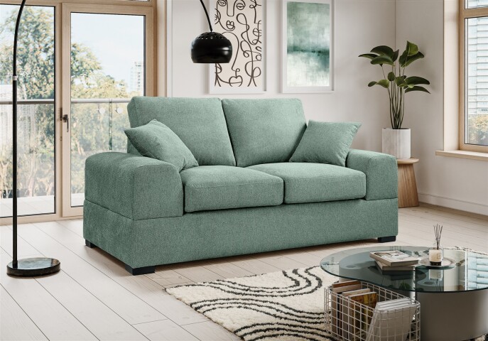 2-Sitzer >Veda< in petrol, Strukturstoff - 182x90x93cm (BxHxT)