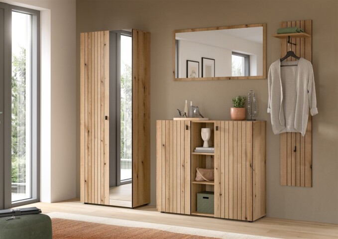 Garderoben-Set >Station< in Evoke Oak - 237x192x37cm (BxHxT)