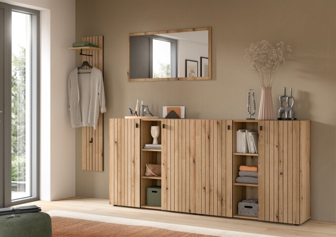 Garderoben-Set >Station< in Evoke Oak - 258x192x37cm (BxHxT)
