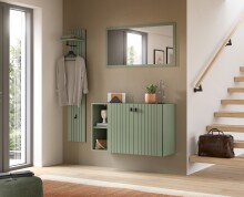 Garderobenpaneel >Station< in Smoke Green - 31x160x27cm (BxHxT)
