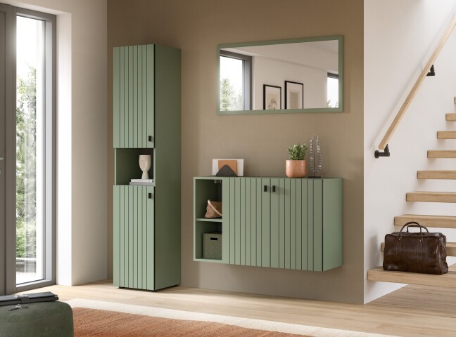 Garderoben-Set >Station< in Smoke Green - 161x192x37cm (BxHxT)