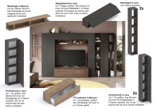 Wohnwand >Ilary< in Lava / Mercure Nachbildung...