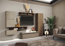 Wohnwand >Ilary< in Argilla / Mercure Holzstruktur...