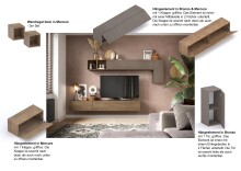 Wohnwand >Ilary< in Bronzo / Mercure Holzstruktur...